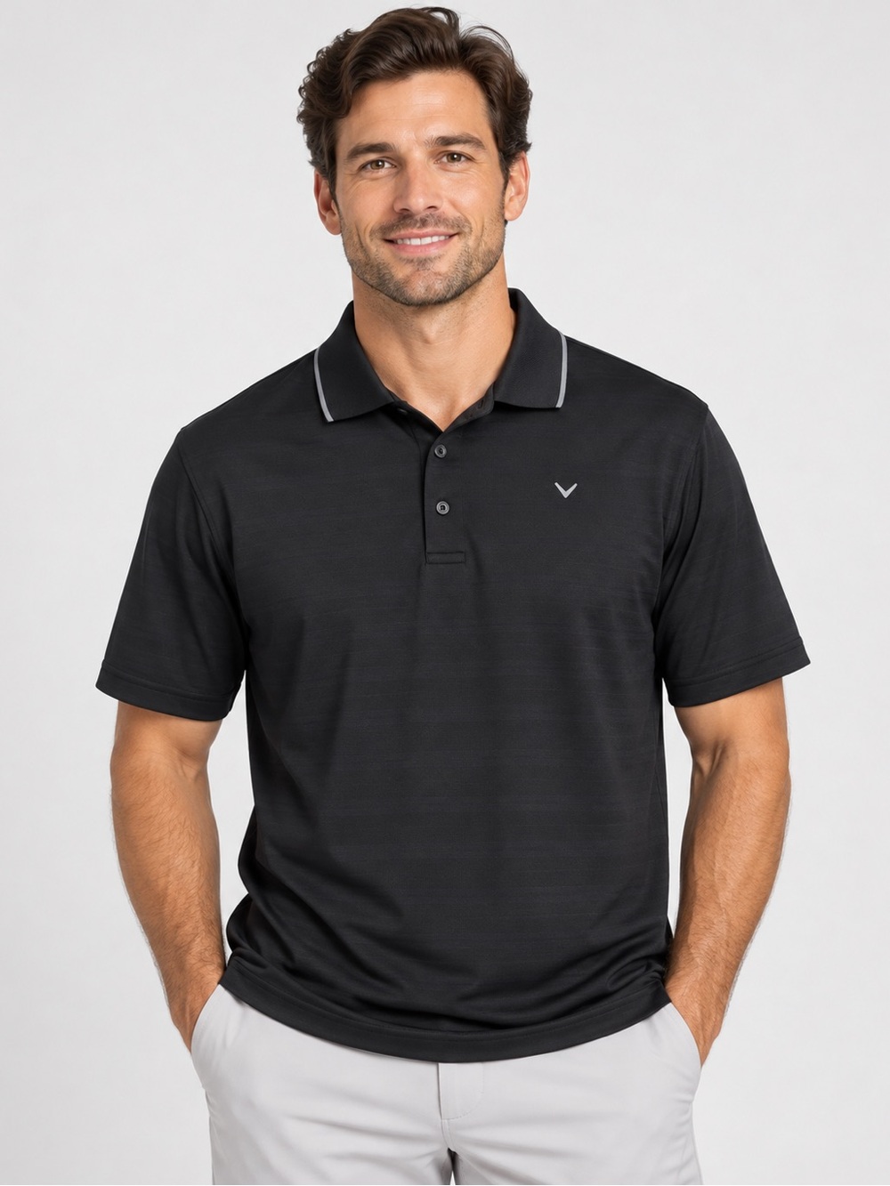 Callaway Men’s Black Polo with Contrast Tipped Collar